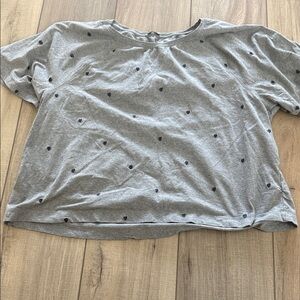 J. Crew Gray Short Sleeve Tee with Navy Heart Dots